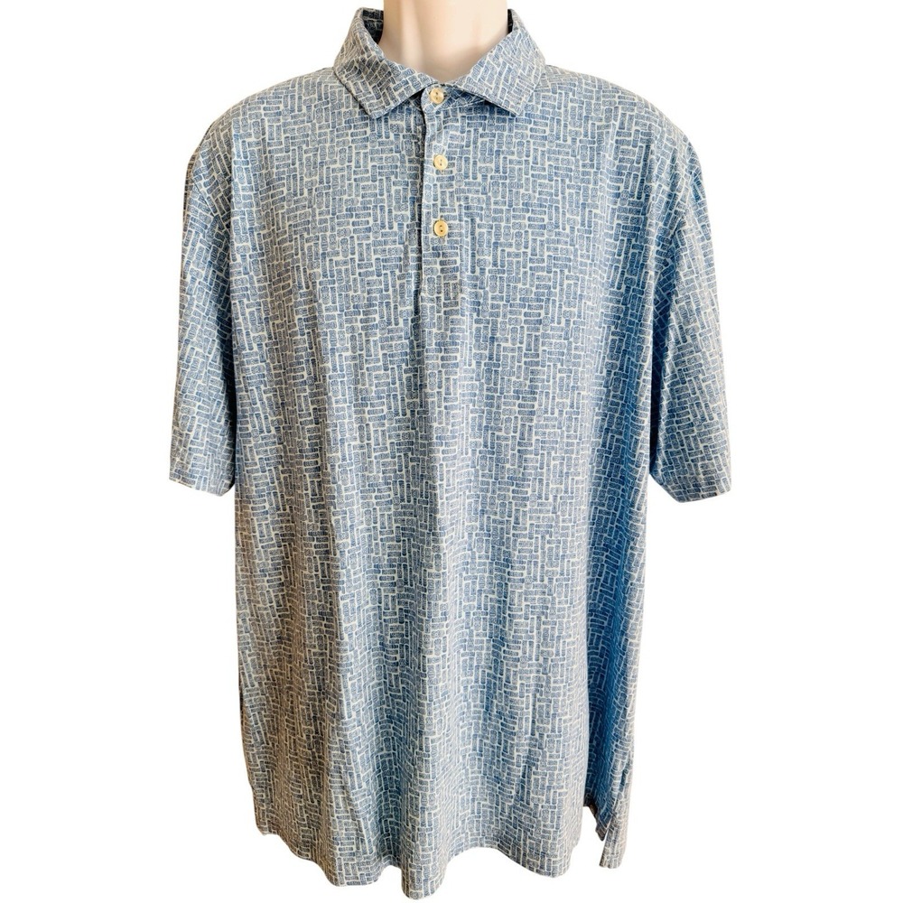 Peter Millar Seaside Polo XL Blue Tiki Resort Pima Cotton Luxury Golf Shirt - Picture 5 of 14